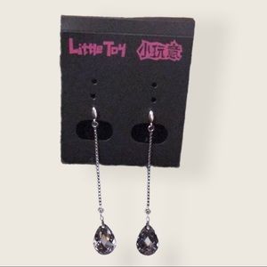 Silver-tone Crystal Drop Earrings